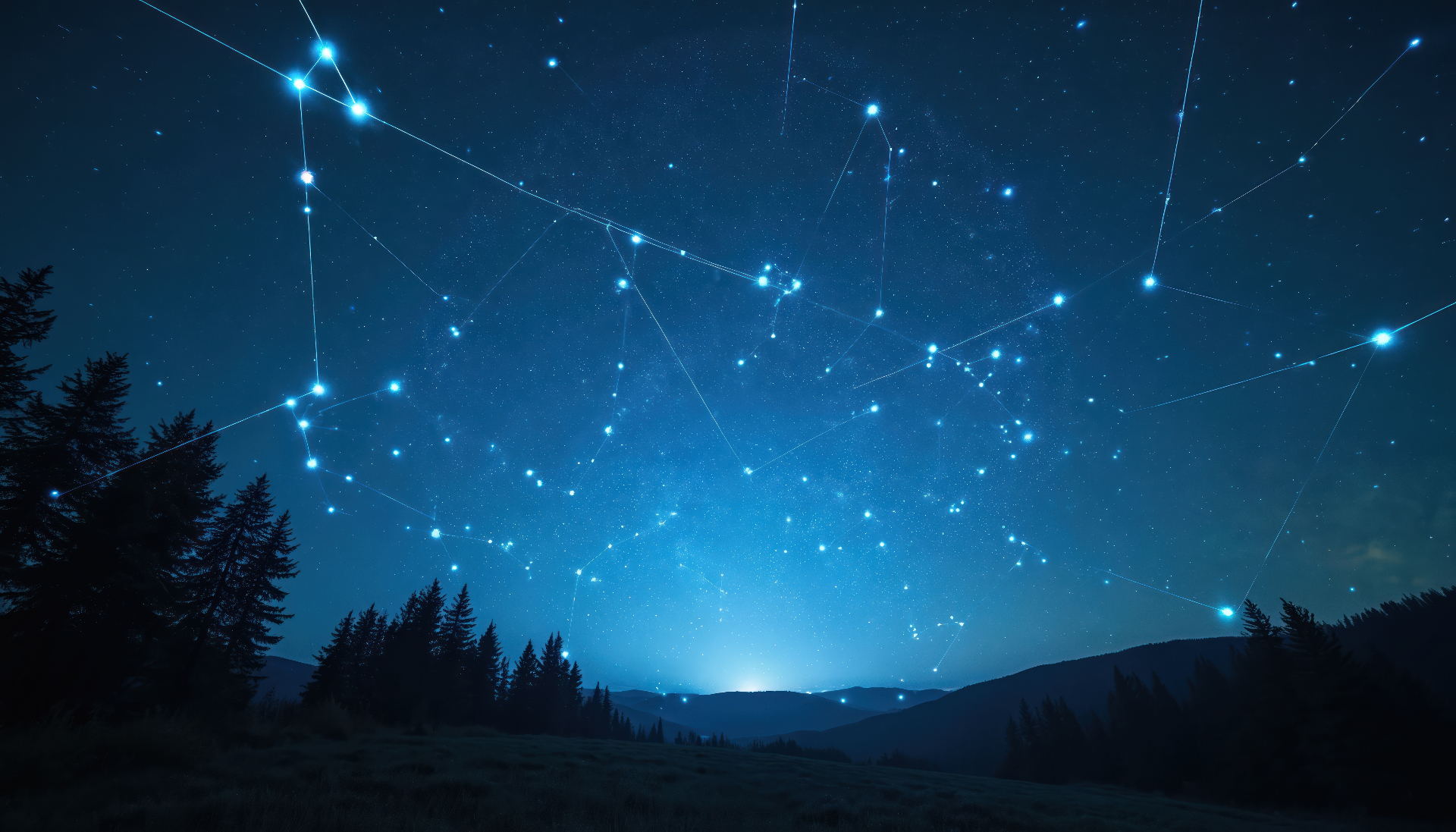 Night sky with constellation stars